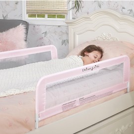 Adjustable Mesh Bed Rail in Pink, Two Height Levels, Breathable and Durable Fabric, Lightweight and Portable Bed Rail for Toddlers, Double Pack