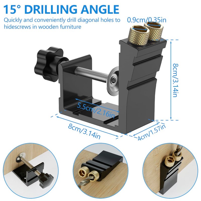 47Pcs Pocket Hole Jig Kit Metal Pocket Screw Jig Drill