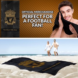 Liverpool F.C. Towel for Men Women Teens Boys 100% Cotton Football Crest Quick Dry Beach Bath Towel for Swim Gym Holiday Shower Bath Supporters' Gear 137x69cm (Black)