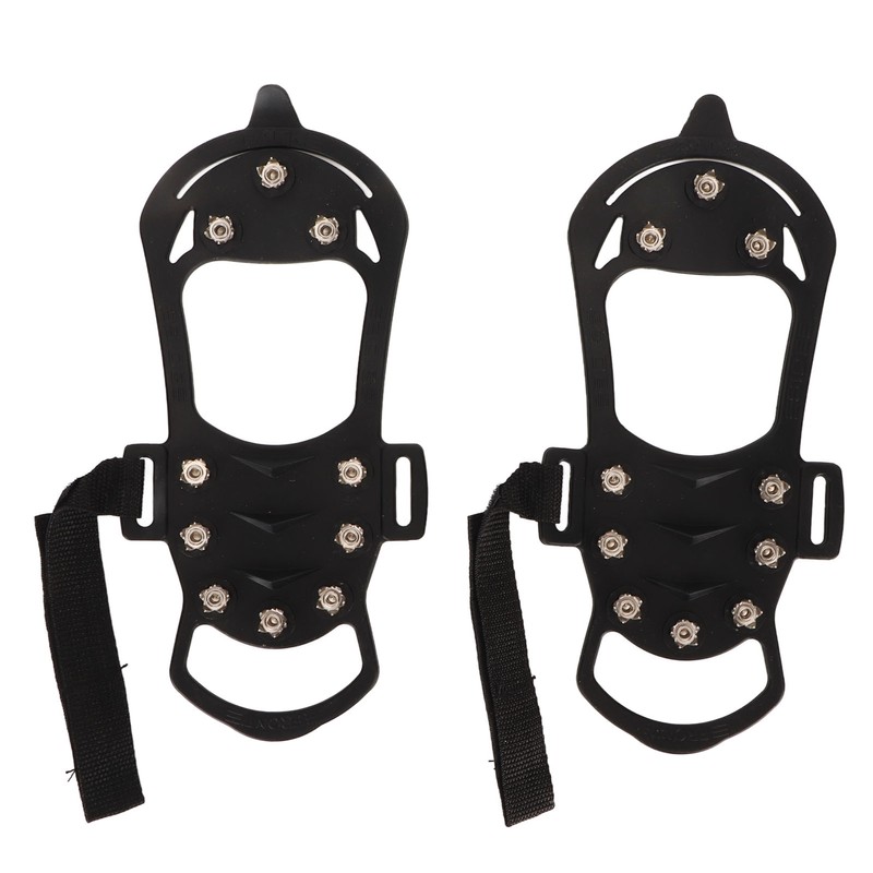 1pair Ice Cleats 10 Teeth Rubber Stainless Steel Foldable Anti