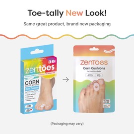 ZenToes Corn Pads for Toes, Anti-Friction Callus Cushions for Sensitive Skin, Soft Corn Cushions, Waterproof & Breathable, 36 Count