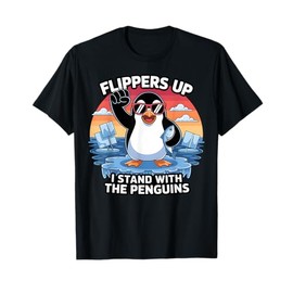Flippers Up I Stand With Penguins Against Tariffs USA T-Shirt