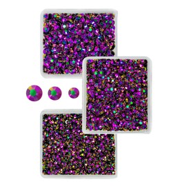 qiipii Vibrant Purple AB Resin Rhinestones for Crafting 3mm 4mm 5mm Flatback Jelly Stones SS10 SS16 SS20 Diamonds Gems Charms for Nails Face Eyes Makeup Body Tumblers Bottles DIY Crafts Clothes Shoes