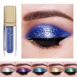 Kilshye Glitter Liquid Eyeshadow Shimmer Eye Shadow Metallic Eyeshadows High Pigment Eyes Shadow Long Lasting Waterproof Eyes Liquid Makeup for Women and Girls Pack of 1 (D- Blue 15)