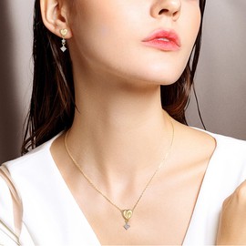 EVER FAITH Infinity Heart Necklace Dangle Earrings Set Round Cut Jewellery Sets Gifts for Birthday/Valentine's Day/Mother's Day Women, Cubic Zirconia, Cubic Zirconia