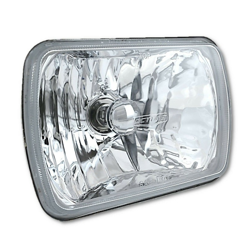 Octane Lighting 7X6 Crystal Clear Glass Lens Metal Headlight H4