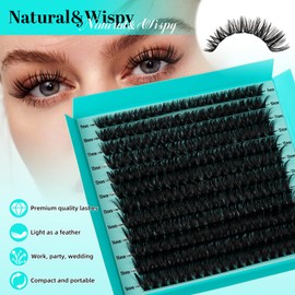 Lash Clusters Eyelashes Cluster Individual Wispy Lashes Thin Band for Lash Extension 240pcs Eyelashes for Beginners at home (80D)