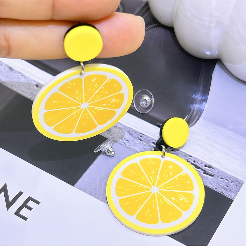 Lemon Earrings for Women Cute Fruits Dangling Stud Earrings Fun