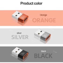 USB Type C (Female) to USB 3.0 Male Converter Adapter, Double-Sided USB 3.0, High Speed Data Transmission, 6a, High Speed Charging, Compatible with Smartphones, Computers, Etc. USB C Converter Adapter (Black, Silver, Orange)