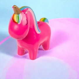 MIJOMA Ceramic Money Box with Lock and Key, Cute Design for Children and Adults, Ideal as Money Gift Packaging and Money Securing (Unicorn Pink)