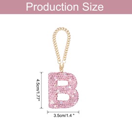 MECCANIXITY Bling Car Letter Charm, Initial B Letter Interior Car Rear View Mirror Decoration Hanging Crystal Ornaments for Women Bags Water Cup DIY Craft, Pink