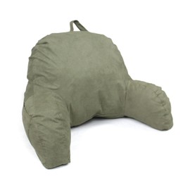 Green Microsuede Bed Rest Reading Pillow & Support Bed Backrest Pillow With Arms - Bedrest Pillow, Bed Rest Lounger Makes A Comfy And Therapeutic Cuddle Buddy, Bed Pillow For Sitting Up