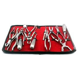 Precise Canda - Assorted Set of 15 PCS Dental Instruments Elevator, EXTRACTING Forceps, Mirror, Probe and Explorer and ENDODONTIC CLAMP Punch