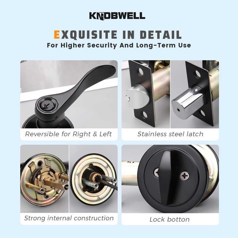 KNOBWELL 3 Pack Exterior Door Lock Set with Deadbolt Front