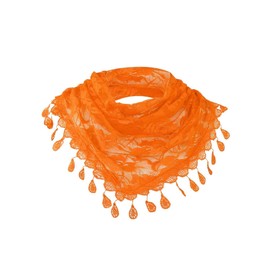 TUKEVA Lace Mantilla Veil Stole with Tassel Black Beautiful Floral Veil for Headwear Lace Scarf Soft Comfortable Beautiful Floral Pattern for Wedding Hair Accessories Party, orange