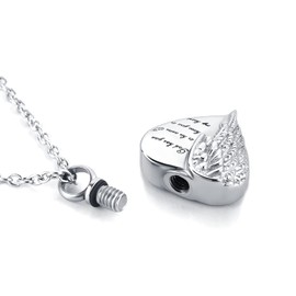 Angel Wing Urn Necklace Ashes Papa Heart Cremation Memorial Pendant Engraved God Has You in His Arms I Have You in My Heart