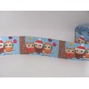 Christmas Owls 1 inch Grosgrain Ribbon Blue