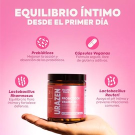 Probióticos Flora Femenina Mujer pH Equilibrado 60 Cápsulas Health Hack                                                                               