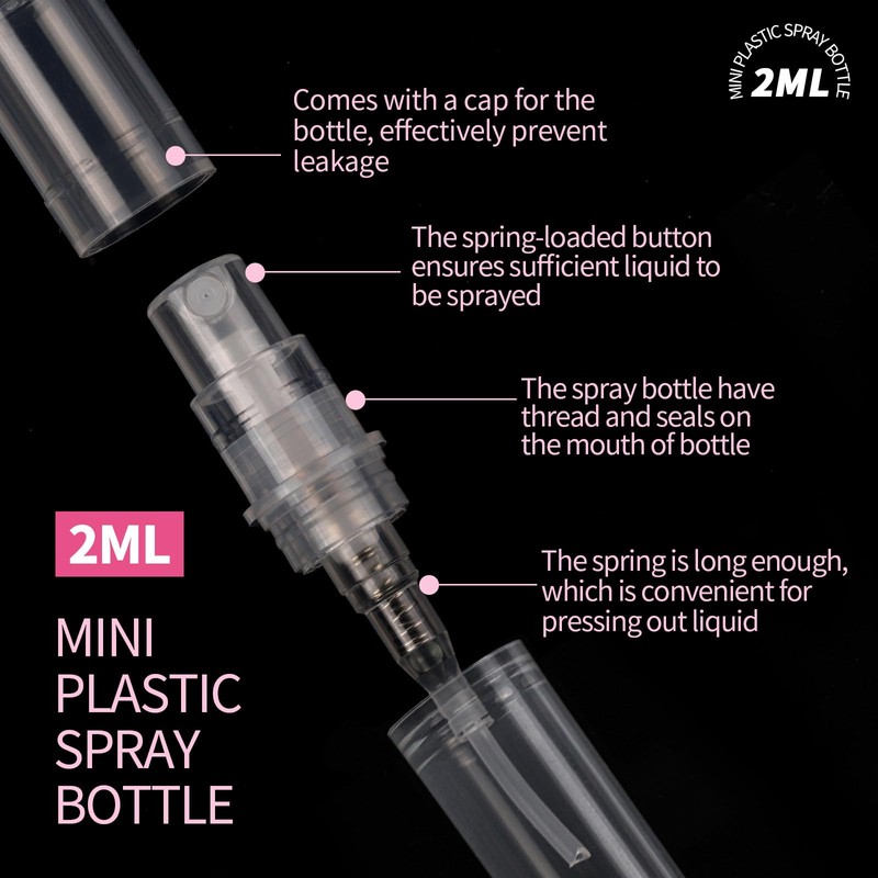 Fandamei Mini Spray Bottle, 10 Pack 2ml Mini Plastic Spray