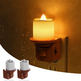 L LOHAS LED Night Light, 2 Pack Amber Flameless Candle Night Light Plug in, Dusk to Dawn Sensor, 0-100LM LED Dimmable Nightlight, Vintage Decorative Night Lights for Hallway Bathroom
