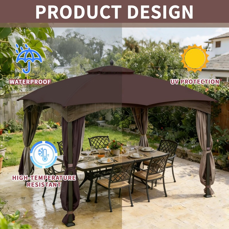 SCOCANOPY Brown Replacement Top Compatible with Lowe's Allen Roth 10X12