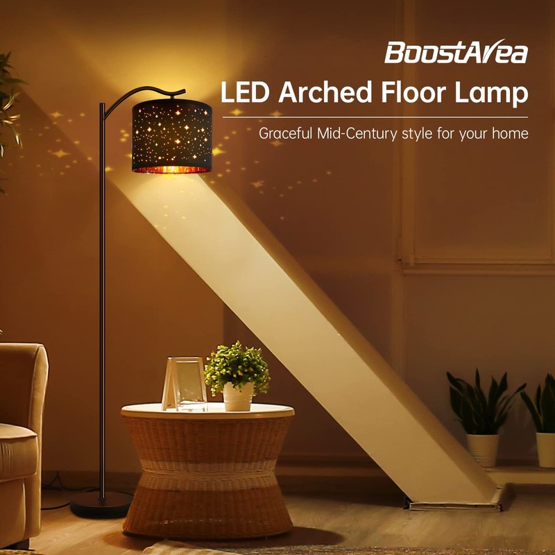 BoostArea Floor Lamp for Living Room,8W LED Arched Tall Modern