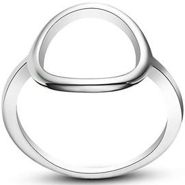 WFF Stainless Steel Open Circle Karma Statement Promise Ring (Silver, 6.5)