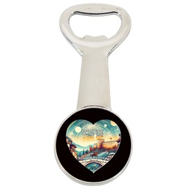 Skopje North Macedonia Travel Souvenir Destination Heart Shape Design Magnetic Bottle Opener Single