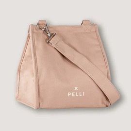 Pelli Crossbody Canvas LUNCH Cooler Bag with Shoulder Strap, Spanish Villa Pink