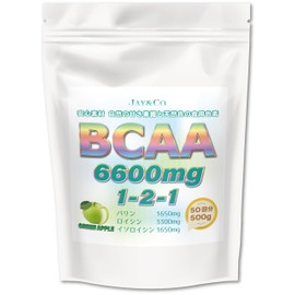 JAY&CO. (Natural Sweetness and Natural Colors) BCAA 6600mg 1-2-1 Made in Japan (500 Gram (x1), Green Apple)