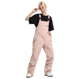 HIEEKDER Women's Ski Bib Snow Pants Thigh Bib Overalls Outdoor Bibs Ski Pants Soft Waterproof Insulated Ripstop Pink