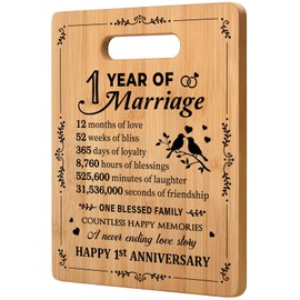Gleevara 1st Anniversary Wedding Gifts, First Anniversary Romantic Gift, Bamboo Cutting Board 1 Year Anniversary Unique Gifts for Boyfriend Girlfriend Couple Him Her