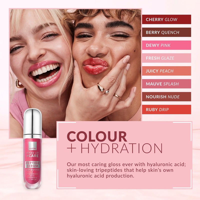 Avon Lip Gloss with Peptide Serum, Hydrating and Plumping with