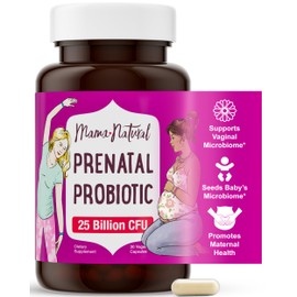 Mama Natural Probióticos prenatales para mujeres apoyo intestinal e inmunitario durante el embarazo, la lactancia y el posparto  25 mil millones de...