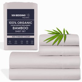 Luxury Bamboo Viscose Cal-King Size Sheet Set Light Grey – 100% Viscose Made from Bamboo, Ultra-Soft & Cooling, Deep Pocket 18” Fitted Sheets, Moisture-Wicking & Breathable Bedding 4-Piece Set