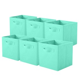 ShellKingdom Storage Bins, Foldable Fabric Storage Cubes and Cloth Storage Organizer Drawer for Closet and Toys Storage, 6 Pack (Mint Green)
