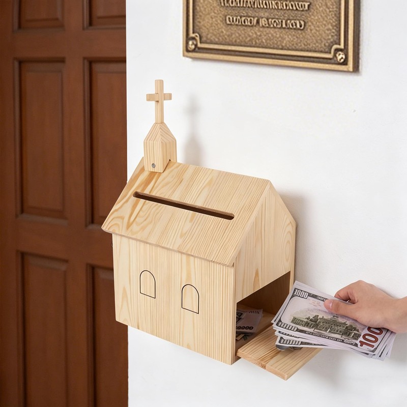 Dmnnlp Offering Boxes for Church, Cross Prayer Request Box with