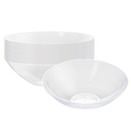 Restaurantware Moderna 16 Ounce Plastic Bowls 100 Durable Disposable Salad Bowls - Gold-rimmed Heavy-duty Clear Plastic Fancy Bowls For Warm And Cold Foods Ideal For Restaurants