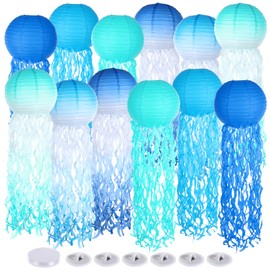 Yuanan Set of 12 Jellyfish Lanterns Bulk, 10 Inch Hanging Jellyfish Deco