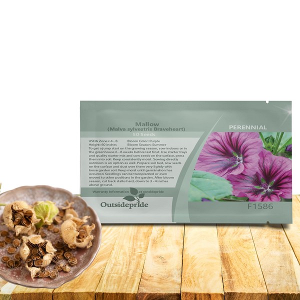 Outsidepride Braveheart French Hollyhock Seeds - 100 Pcs Perennial Purple