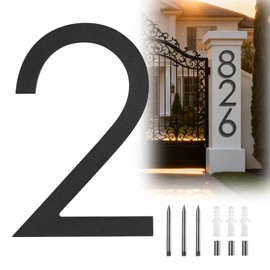 12 Inch Large house Numbers for Outside Modern,Metal Black Large Address Numbers For House Matte Black House Numbers Floating Flush Mount Aluminum Home Address Numbers 2