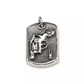 Unbranded Stainless Steel 316 Oxidized Revolver Dog Tag Pendant No-Tarnish lifetime