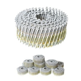 kimllier 3600 Count Coil Siding Nail Full Round Head Wire Collated Coil 15-Degree 1-3/4-Inch x .092-Inch Ring Shank Hot-Dipped Galvanized Coil Roofing Nails