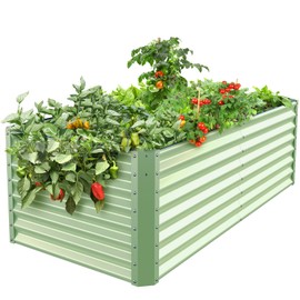 Galvanized Raised Garden Bed Box Outdoor 24" Tall Raised Beds for Gardening Planter Outdoor Garden Boxes Outdoor Raised Metal Raised Garden Beds for Vegetables 72"X36"X24", Sage Green
