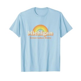 Retro Michigan T Shirt Vintage 70s Rainbow Tee Design T-Shirt