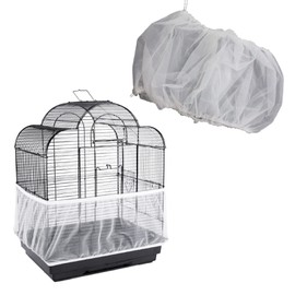 ZOCONE Bird Seed Guards & Catchers 100"×13" Stretchy Adjustable Drawstring Bird Cage Mesh Net Cover Cage Skirt (13"×100", White)