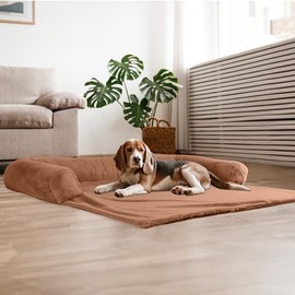 Petmaker Dog Bed - Plush Couch Covers for Dogs and Cats - Pet Bed for Large Pets - Dog Bed with Removable Washable Cover - Puppy Essentials (Beige)