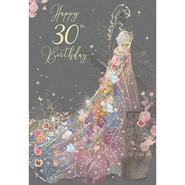 Stylish Milestone Age 30 Female 30th Birthday Greeting Card - from the Gorgeous Grace Range (EL034) - Glitter & Foil Finished with Gold Envelope (30th)