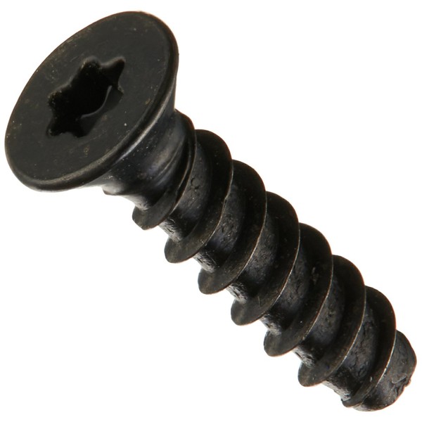 Steel Thread Rolling Screw for Plastic, Black Oxide Finish, 82 Degree Flat Head, Star Drive, #2-28 Thread Size, 1/4" Length (Pack of 100)
