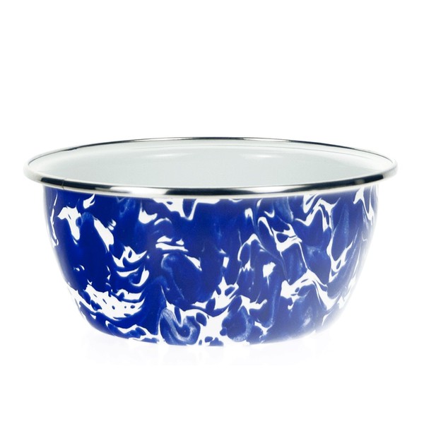 Enamelware - Colbalt Blue Swirl Pattern - 3 Cup Salad Bowl